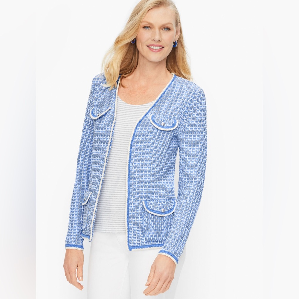 TALBOTS Tipped Tweed Sweater Jacket